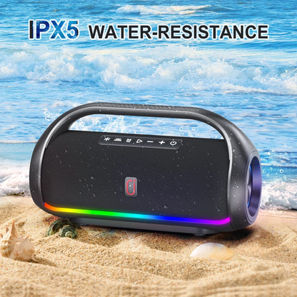 Waterproof Bluetooth Speaker, Portable Speaker with RGB Light Show, Outdoor Speaker for Pool Beach Party